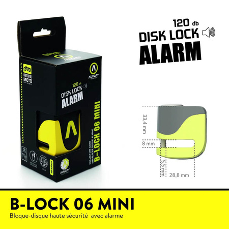 Blokada tarczy hamulcowej z alarmem Auvray Disk B-Lock 06 Mini Żółto-czarna