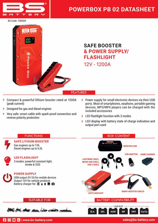 Urządzenie rozruchowe BS Battery PB-02 Power Box Jump Starter