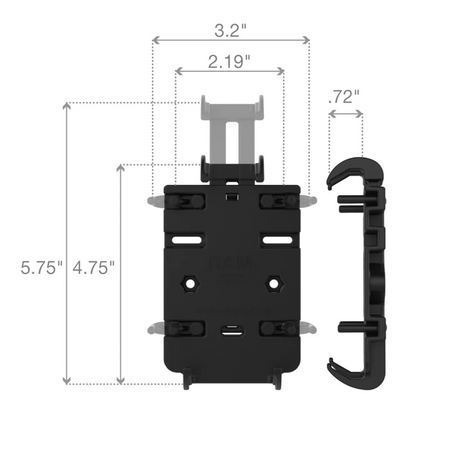 Uchwyt Ram Mount Quick Grip na telefon z podstawą U-Bolt